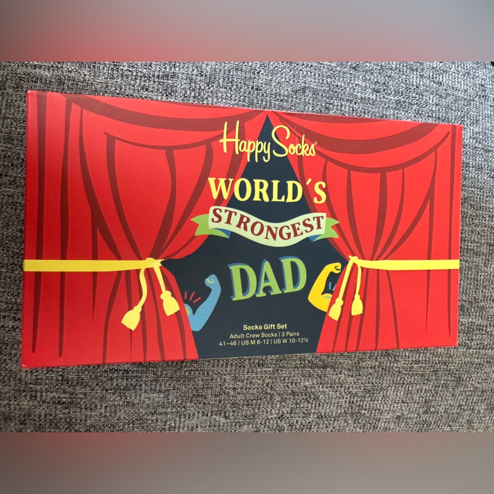 Happy Socks Father's Day “Worlds Strongest Dad” 2 Pack Gift Box